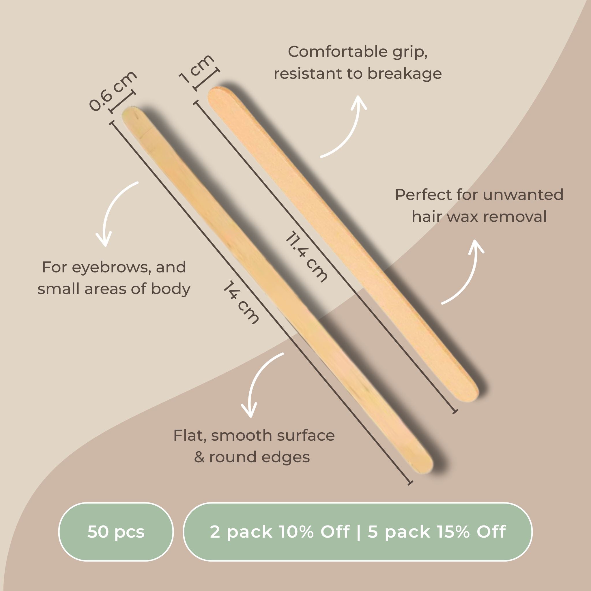 FLEX Beauty Wooden Waxing Popsicle Sticks - 50pc