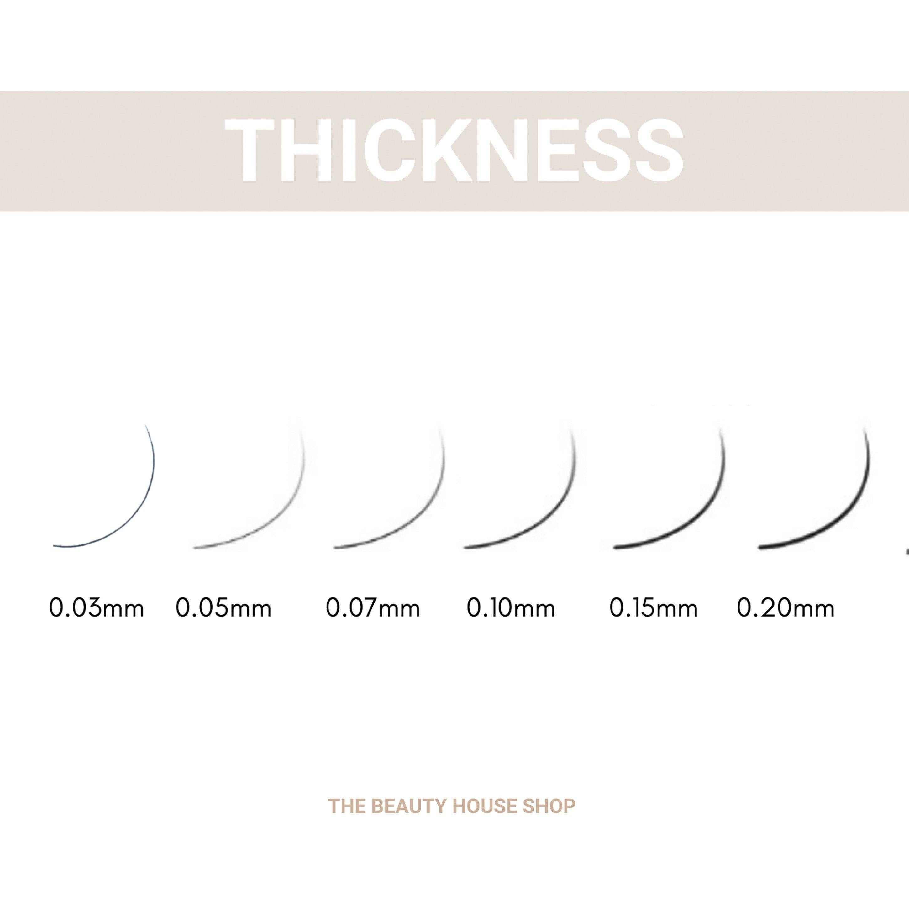 different lash thickness for eyelash extesnsions